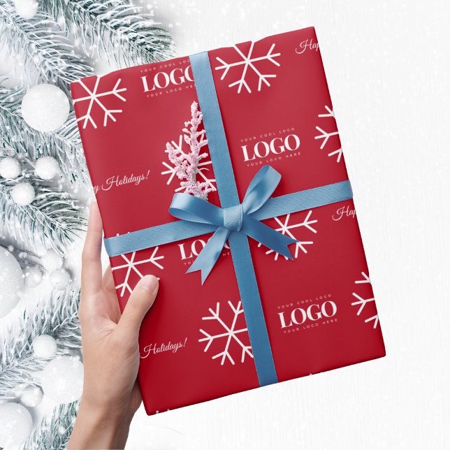 Papel De Regalo Personalizado Business Logo Snowflake Happy Holida (Subido por el creador)