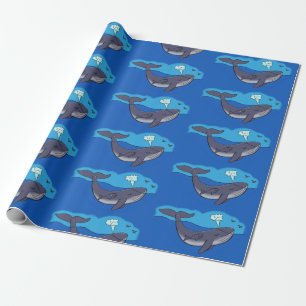 Papel De Regalo Personalizado caprichoso de ballenas y terneros
