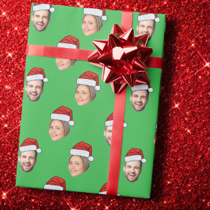 Papel De Regalo Personalizado Cara 2 Foto de Santa Hat Navidades R