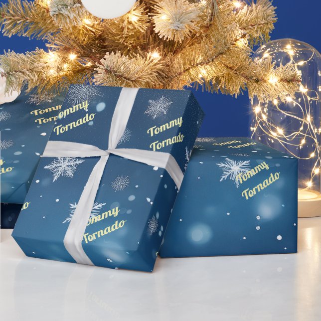 Papel De Regalo Personalizado cayendo Nieve Flake Personalizado (Vacaciones)