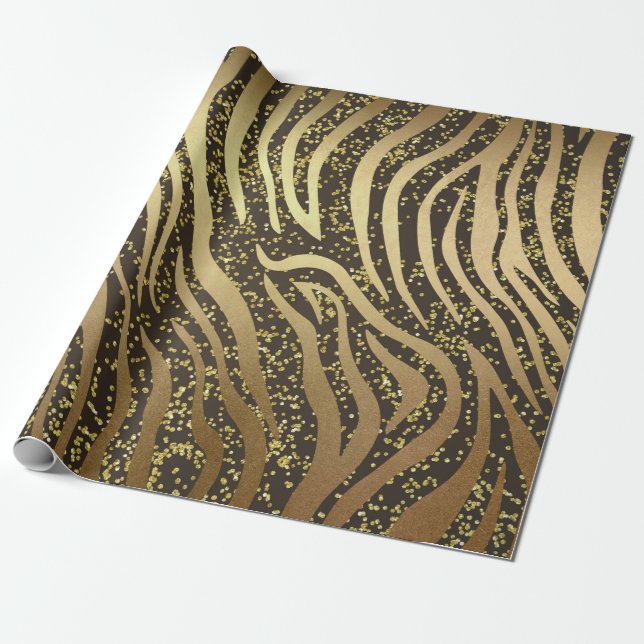 Papel de regalo personalizado cebra brillo glamour (Desenrollado)