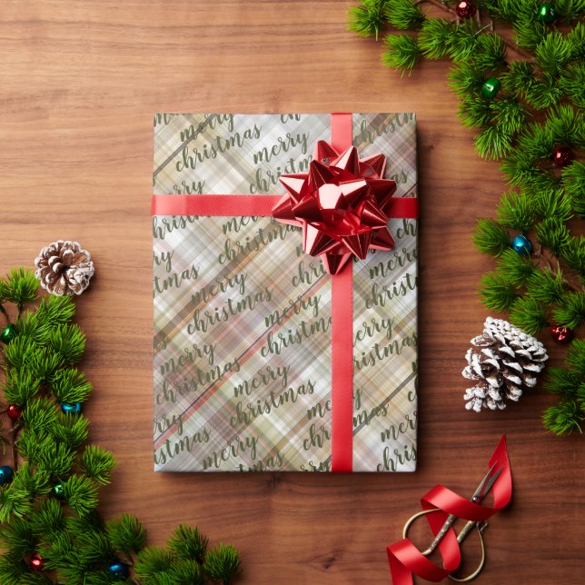 Papel De Regalo Personalizado Classic Beige Brown Gray White Gingh (Regalo de vacaciones)