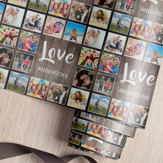 Papel De Regalo Personalizado Collage de fotos Rústico Farmhouse A (Subido por el creador)