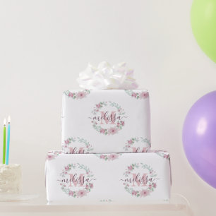 Papel de regalo personalizado con flores de acuare