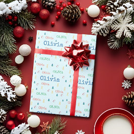 Papel de regalo personalizado con nombre repetido