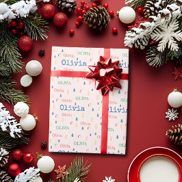 Papel de regalo personalizado con nombre repetido