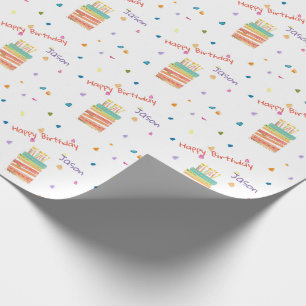 Papel de regalo personalizado con tarta de cumplea