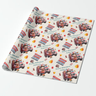 Papel De Regalo Personalizado Cute Divertido Chicas de bomberos en