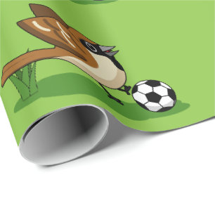Papel De Regalo Personalizado Cute Sparrow Jugando Fútbol