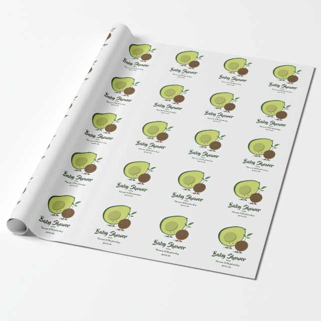 Papel De Regalo Personalizado de aguacates y foso Baby Shower (Desenrollado)