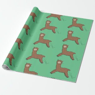 Papel De Regalo Personalizado de alpaca marrón feliz