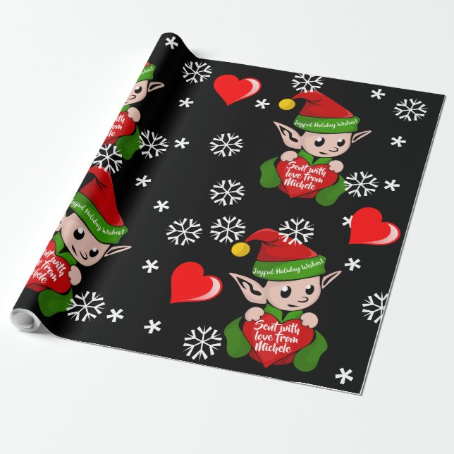 Papel de Regalo Personalizado de Amor de Elfo (Desenrollado)