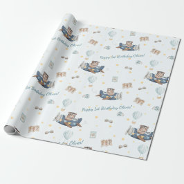 Papel De Regalo Personalizado de Aviación Aventura Cute Aviation B
