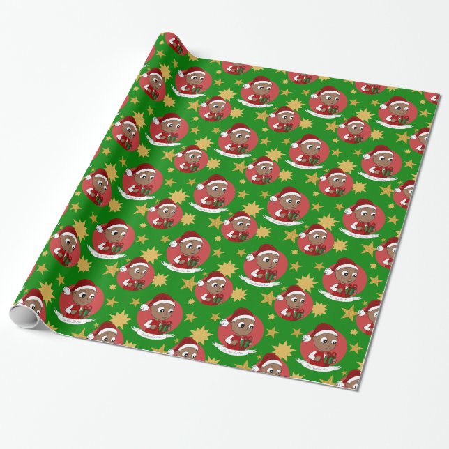 Papel De Regalo Personalizado de bebé de Navidades hábiles (Desenrollado)