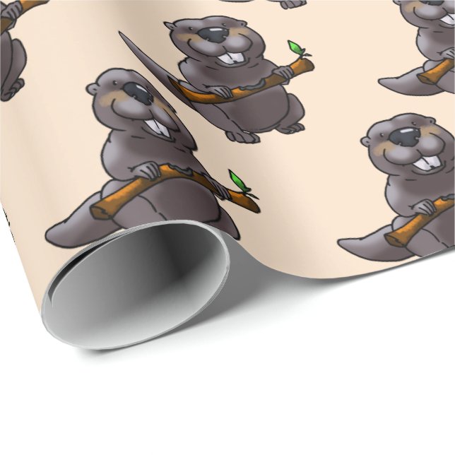 Papel De Regalo personalizado de castor lindo (Esquina del rollo)