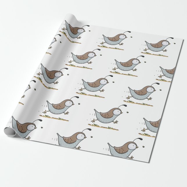Papel De Regalo Personalizado de codorniz californiano en funciona (Desenrollado)