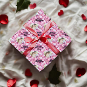 Papel De Regalo Personalizado de corazón de Purpurina Pastel