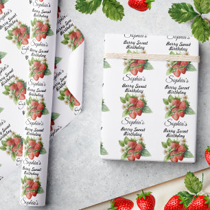 Papel De Regalo Personalizado de cumpleaños Berry Sweet Strawberry