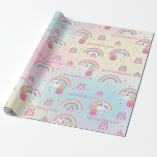 Papel De Regalo Personalizado de cumpleaños del arcoiris de Unicor