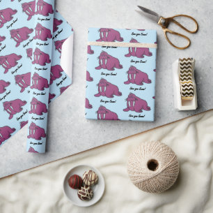 Papel De Regalo Personalizado de Cute Purple Walrus, naturaleza am