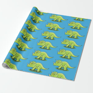 Papel De Regalo Personalizado de dinosaurios de triceratops verde