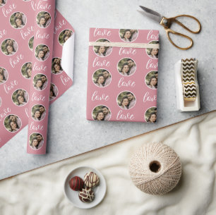 Papel De Regalo Personalizado de Dusty Pink Valentine, foto elegan