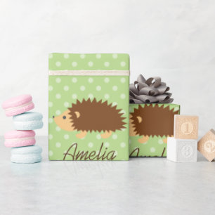 Papel de regalo personalizado de erizo con lunares
