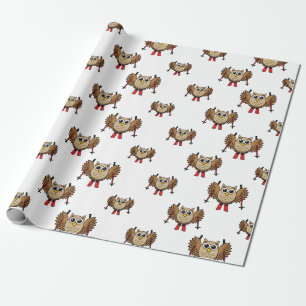 Papel De Regalo Personalizado de esquiar de búho