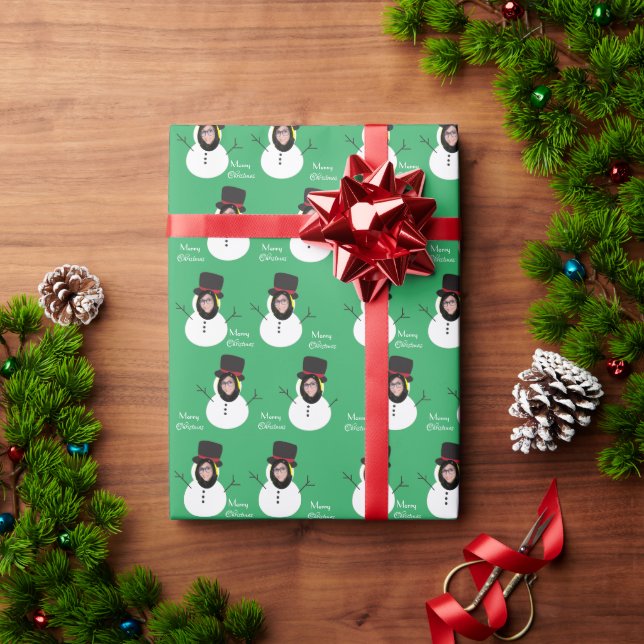 Papel De Regalo Personalizado de fotos navideñas con Snowman y su  (Regalo de vacaciones)