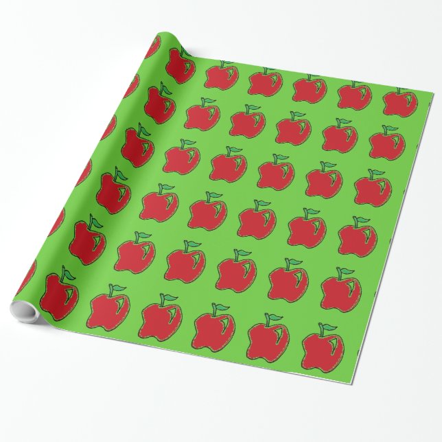 Papel De Regalo Personalizado de frutas de la Mano Roja (Desenrollado)