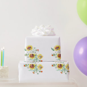 Papel de regalo personalizado de girasoles en acua