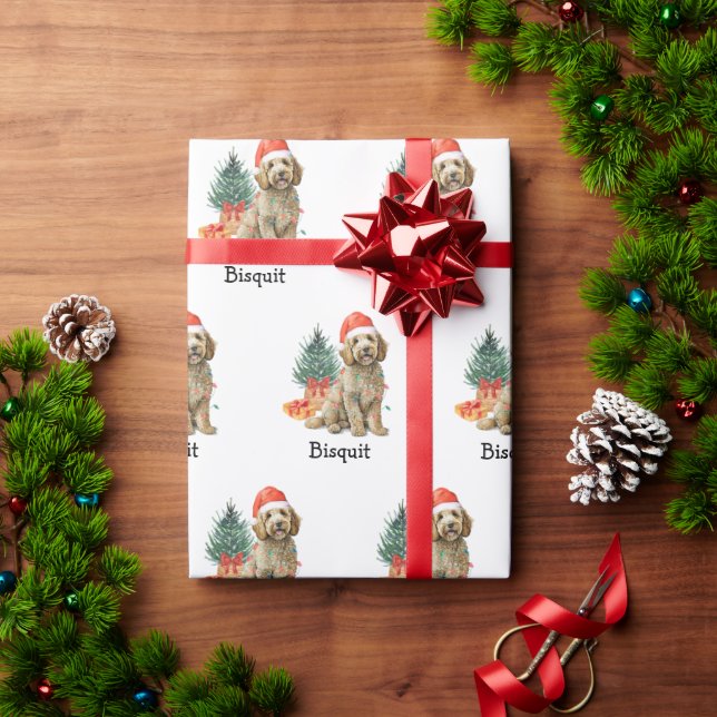 Papel de Regalo Personalizado de Goldendoodle (Regalo de vacaciones)