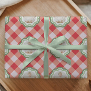 Papel de regalo personalizado de granja con gingha