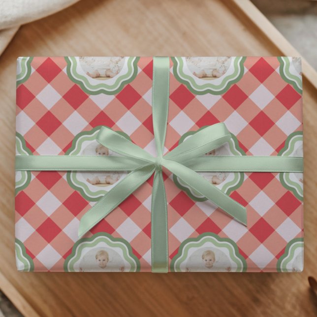 Papel de regalo personalizado de granja con gingha (Subido por el creador)