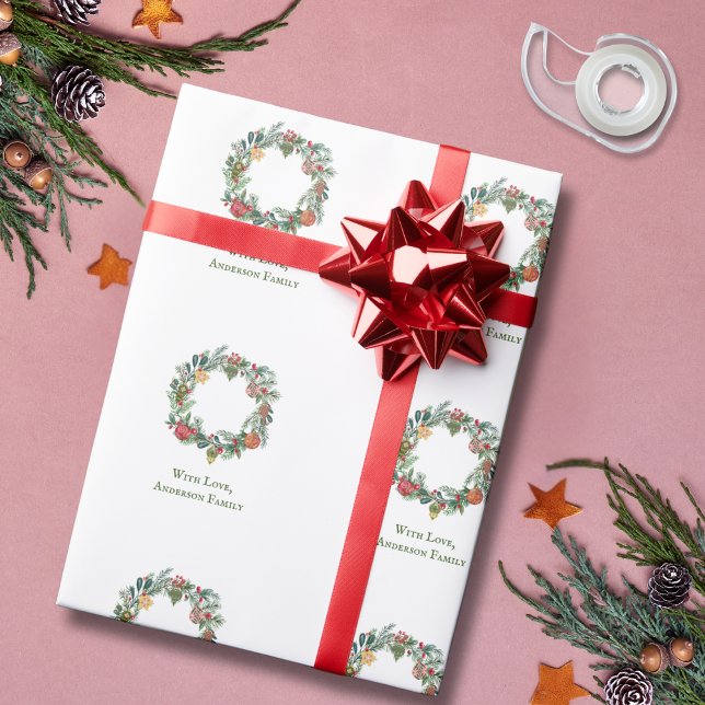 Papel De Regalo Personalizado de guirnaldas y ornamentos de Navida (Subido por el creador)
