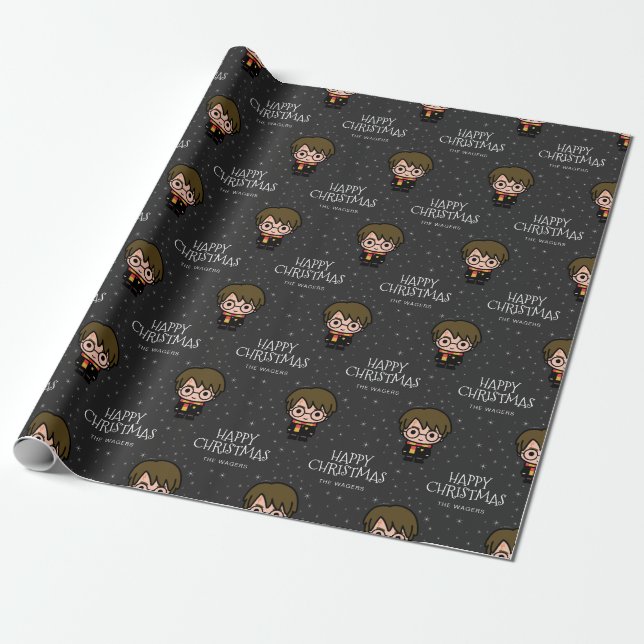 Papel De Regalo Personalizado de Harry Potter | Navidades felices  (Desenrollado)