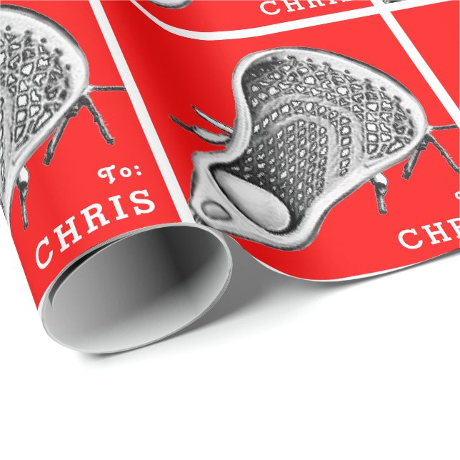 Papel de regalo personalizado de lacrosse (Esquina del rollo)