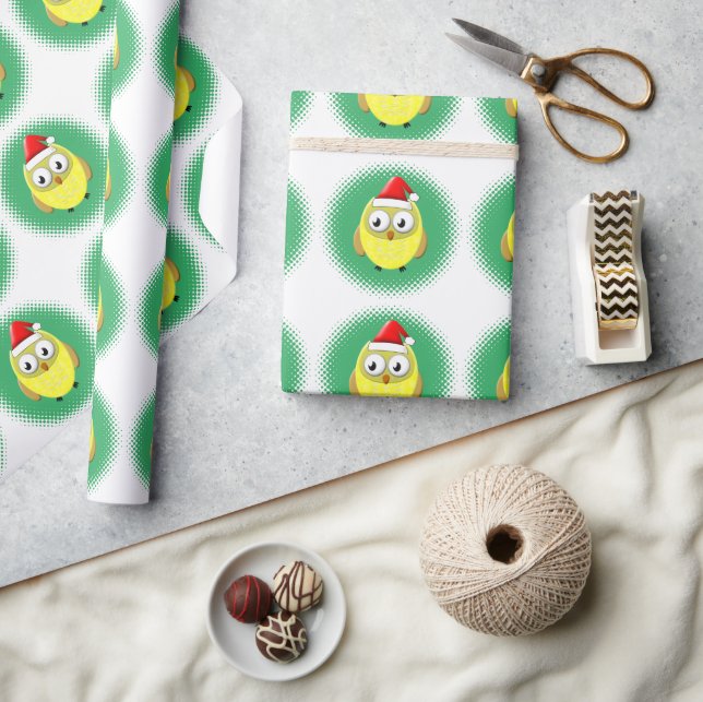 Papel De Regalo Personalizado de Lechuza Bebé Gorra Santas (Artesanía)