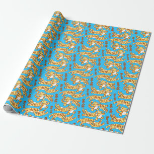 Papel De Regalo Personalizado De Los Cubos De Tigre: Divertido Sin