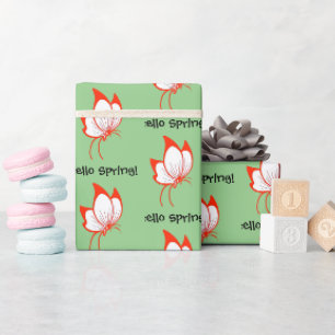 Papel De Regalo Personalizado de mariposa naranja, arte natural de