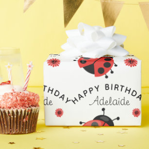 Papel de regalo personalizado de mariquita roja mo