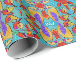 Papel De Regalo Personalizado de mosaicos pintados con temas de am