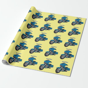 Papel De Regalo Personalizado de moto azul feliz