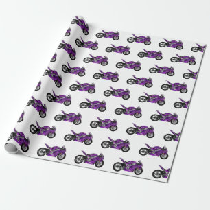 Papel De Regalo Personalizado de motocicleta Purple