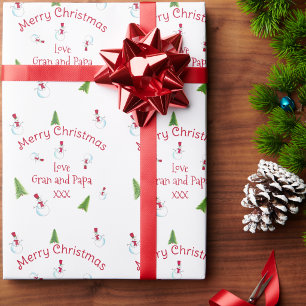Papel de regalo personalizado de muñeco de nieve d