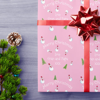 Papel de regalo personalizado de muñeco de nieve d
