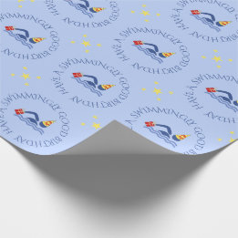 Papel De Regalo Personalizado de natación de cumpleaños texto azul