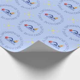 Papel De Regalo Personalizado de natación de cumpleaños texto azul