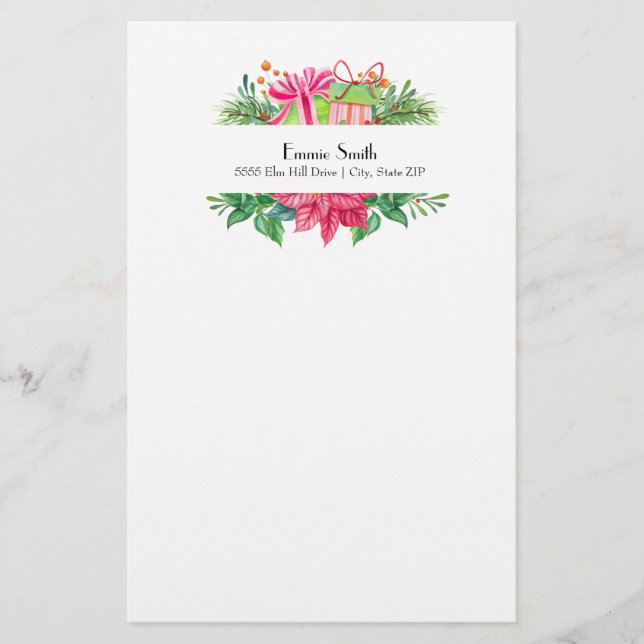 Papel de regalo personalizado de Navidad blanco (Anverso)