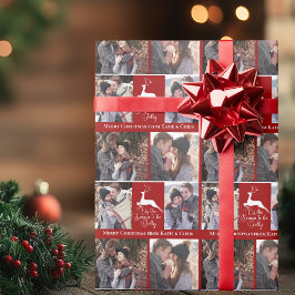 Papel De Regalo Personalizado de Navidad de temporada de renos roj